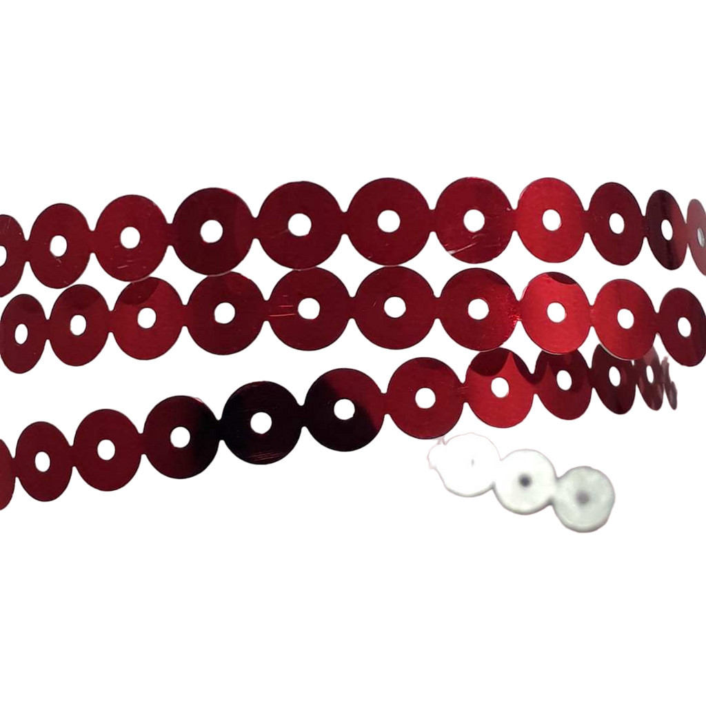 Lantejoula termocolante em metro Vermelho 5mm 15962-G70 Para brilho em roupa, calçados, fantasias