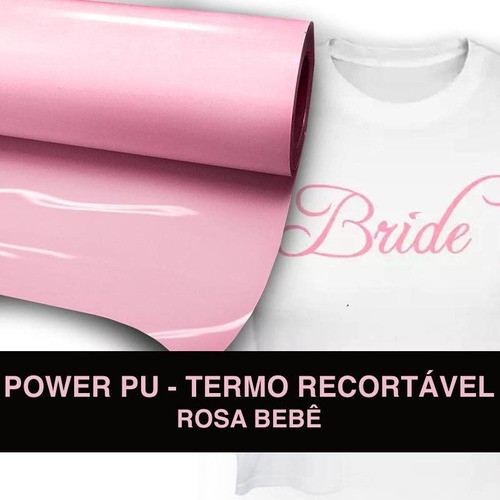 Power Pu - Termocolante Recortável - Rosa - 30 Cm 1 Metro