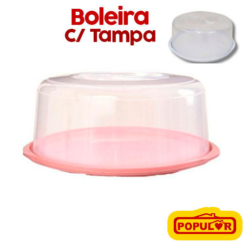 Boleira Com Tampa Redonda Porta Bolo Grande Trnasparente  Trava Lateral 35cmx32,5cmx14,5cm