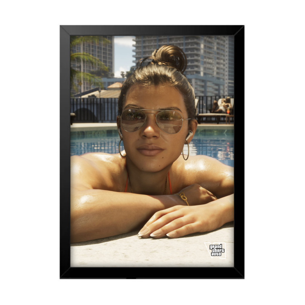 Quadro Decorativo Sala Quarto Gta Vi 6 Jason Lucia Jogo Game Geek Rokcstar Vice City PS5 Xbox