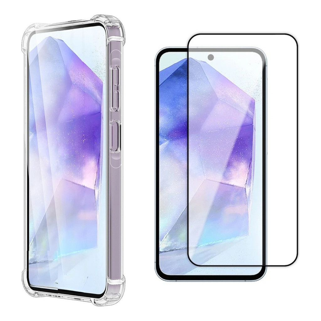 Kit Capa Capinha Para Galaxy A16 E A16 5g Case Anti Impacto Transparente E Película De Vidro Temperado 3d