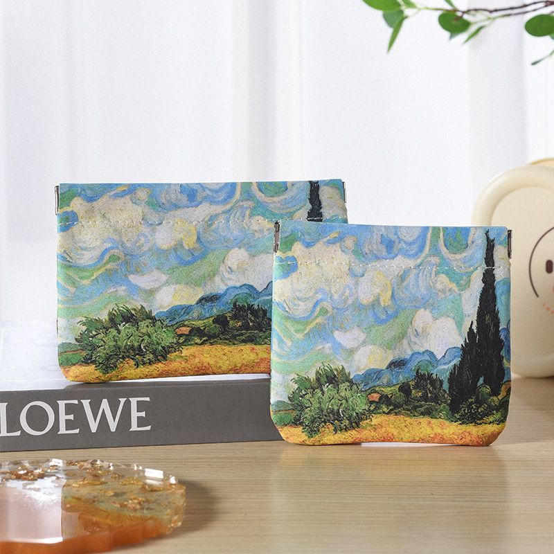 [Campo de trigo] Batom com fechamento automático Bolsa Cosméticos Bolsa Pequena Mini mudança Fone de ouvido com fio Arma