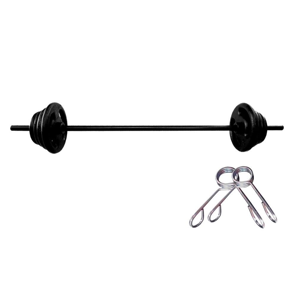 Kit Barra Oca 120cm + 10kg de Anilhas Emborrachadas Ideal para Treinos em Casa Fortalecimento Fit