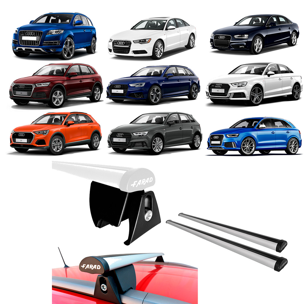 Kit Rack de teto Compativel com AUDI 2006-2025 Barra em Alumínio 120cm + Kit De Fixação Hilo -Farad