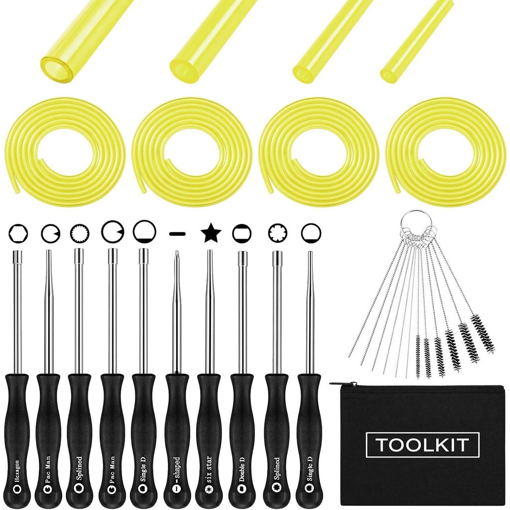 27 Pcs Carburetor Adjustment kit Include 10 Carburator Adjusting Tools for 2-Cycle Small Engine, 4 Sizes Petrol Fuel Gas