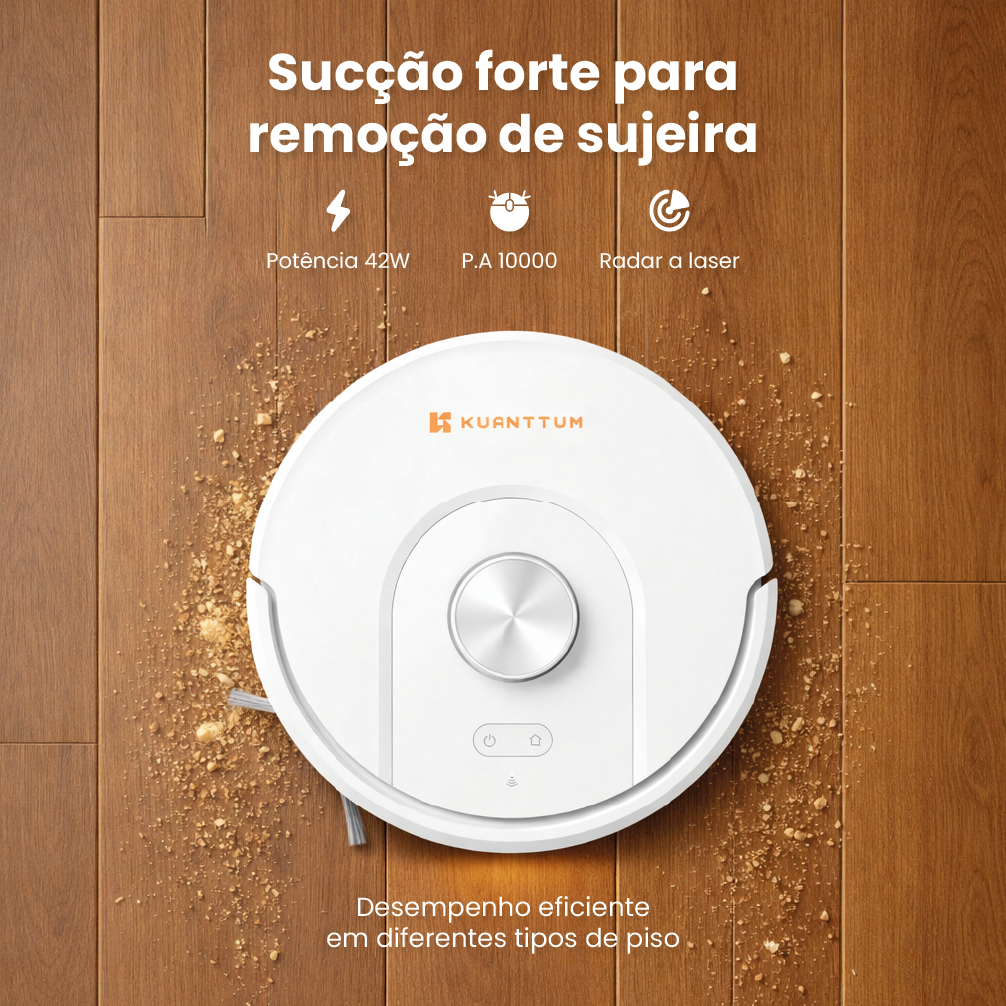 Robô Smart Inteligente Wi-Fi Robot Vaccum Base Laser LDS Alexa Google Kuanttum S10 S40 110V/220V