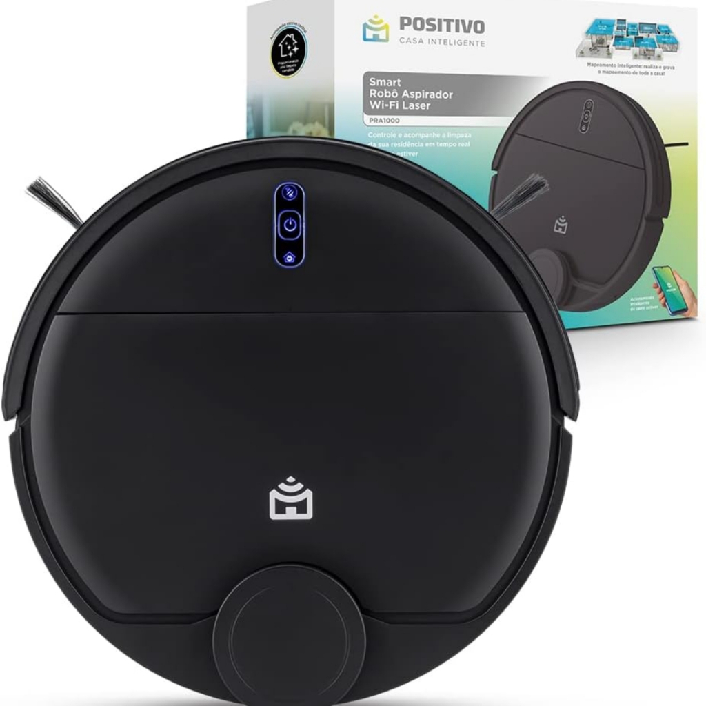 Smart Robô Aspirador Wi-Fi Laser Positivo PRA1000 Varrer Aspirar e Passar Pano Wi-Fi