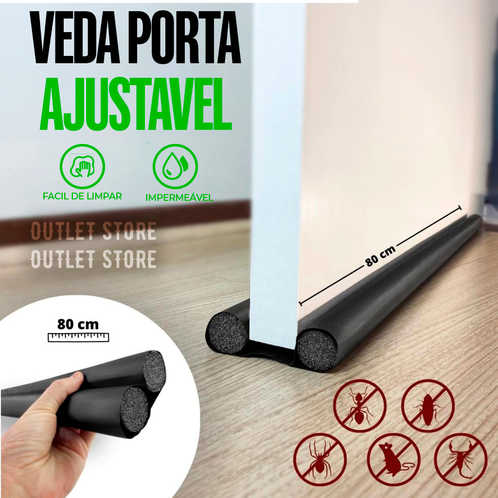 Veda Porta Ajustável Impermeável 80cm – ESCOLHA 1, 2 OU 3 UNIDADES