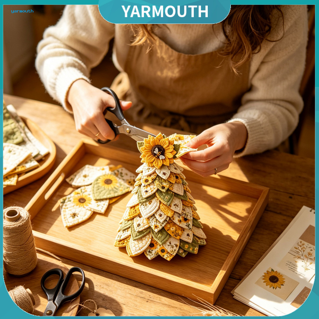 Desktop Table Centerpiece Diy Patchwork Tree Sunflower Bee Craft Kit – 3d Quilted Fabric Set Handmade Tabletop Ornamen