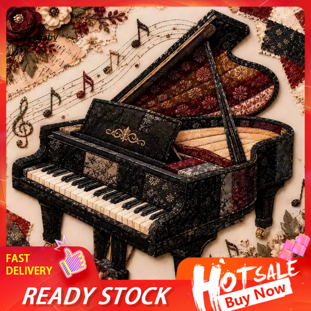 Patchwork Instrument Diy Kit Retro Fabric Sewing Set Music with Pre-cut Tools – Piano Violin Craft for Adults for Begi