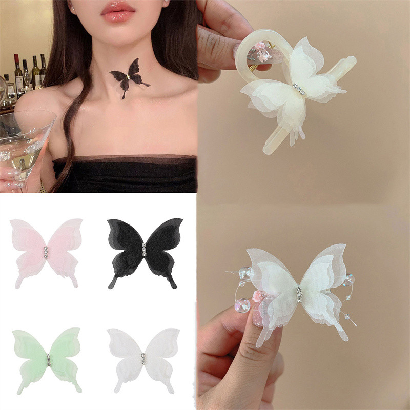 2026 Novo 10 Peças/set Três Camadas Tridimensional Chiffon Borboleta Colorido Simulação Tecido Diy Acessórios Para O Cab