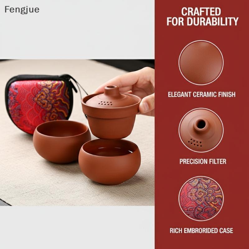 Fengjue Conjunto De Chá De Acampamento Em Miniatura-Copo Solo De Cerâmica Inquebrável Com Estojo De Viagem Kit De Fabric