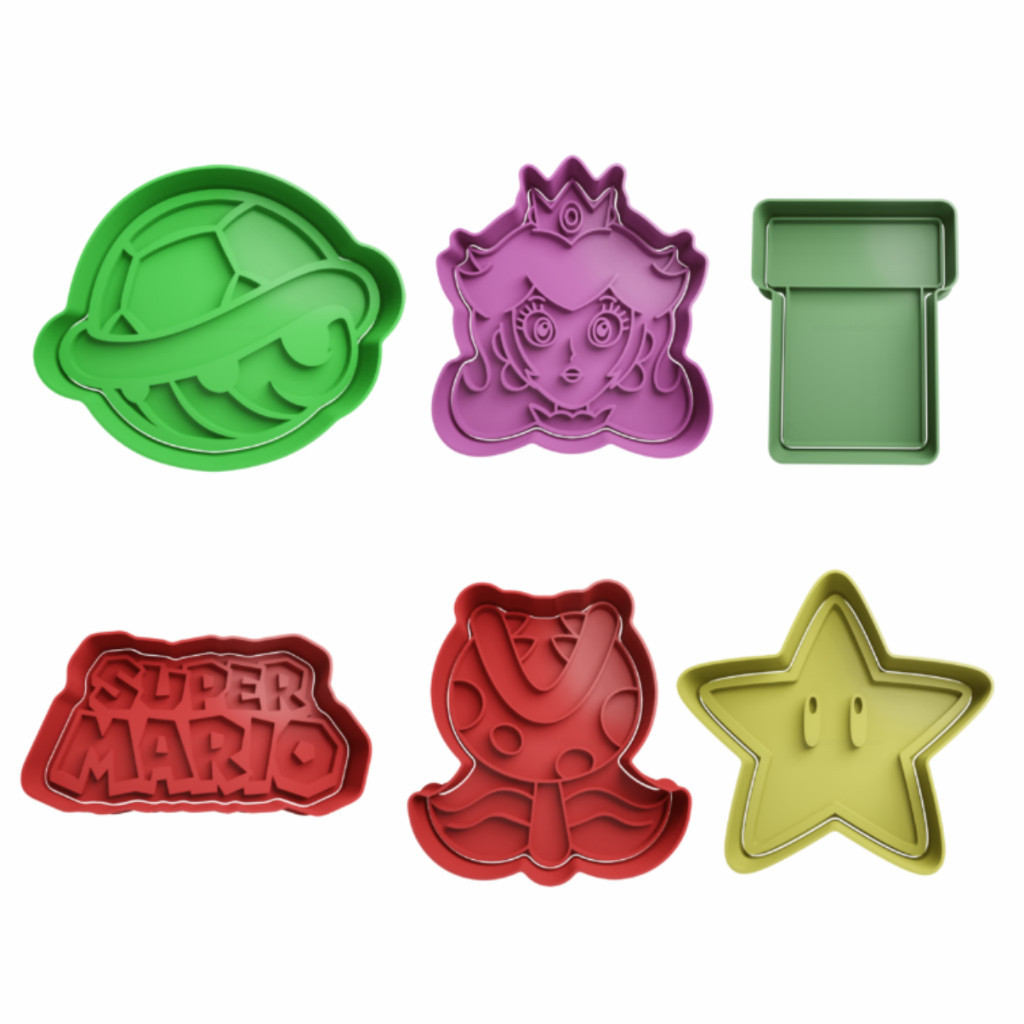 ORIGINAIS Kit 6 Cortador de bolacha Cortador  de Pasta Cortador Massinha do Super Mário Nintendo Pacote 01