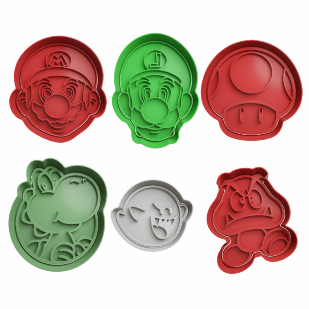 ORIGINAIS Kit 6 Cortador de bolacha Cortador  de Pasta Cortador Massinha do Super Mário Nintendo Pacote 02