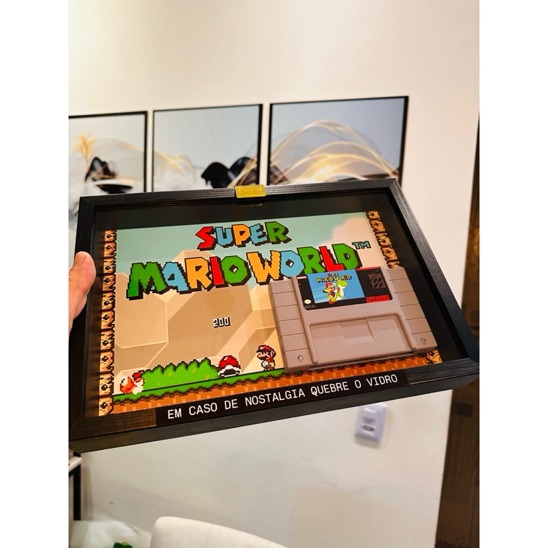 Quadro decorativo luxo, super Mário e super Nintendo.