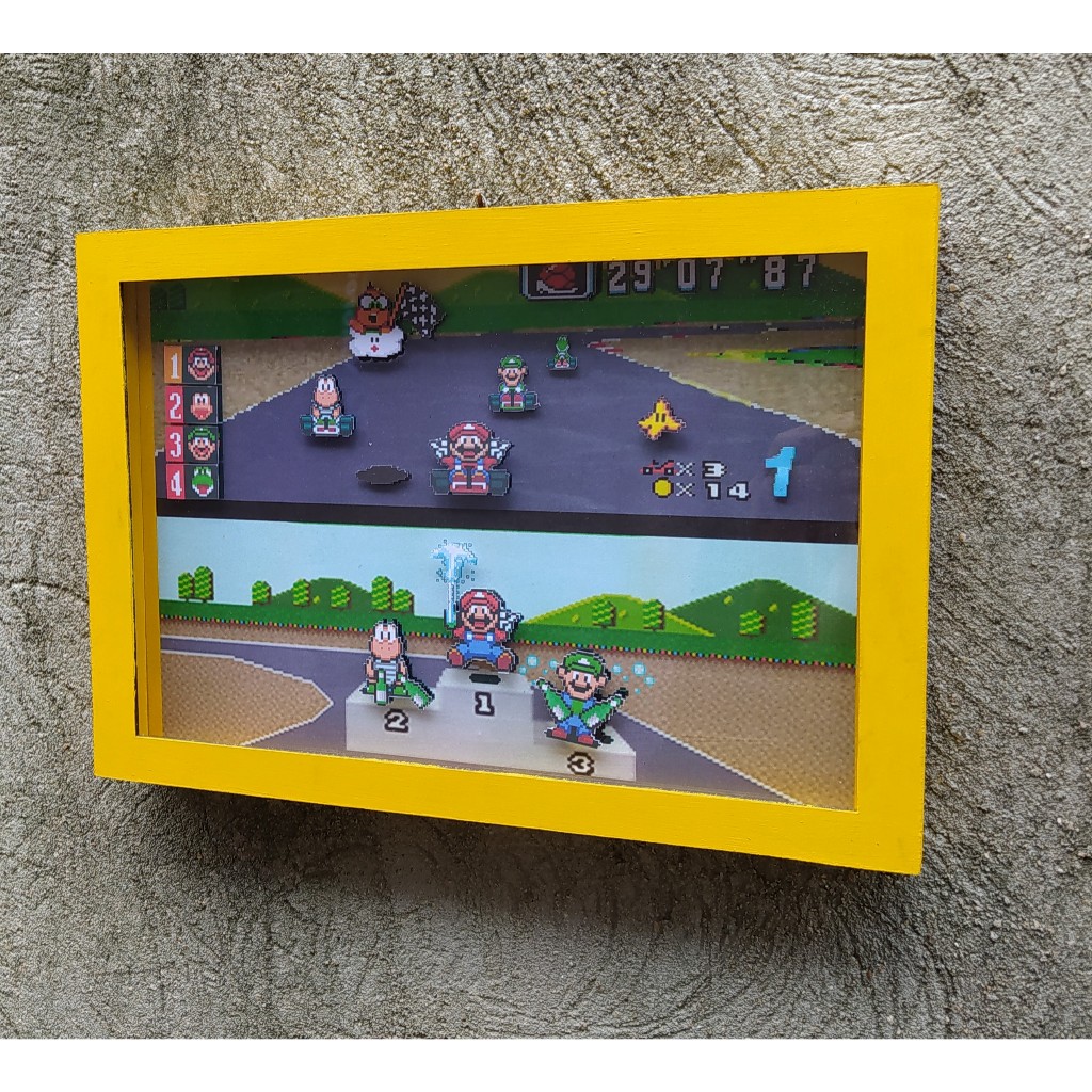 Quadro 3D super mario kart corrida (super nintendo)