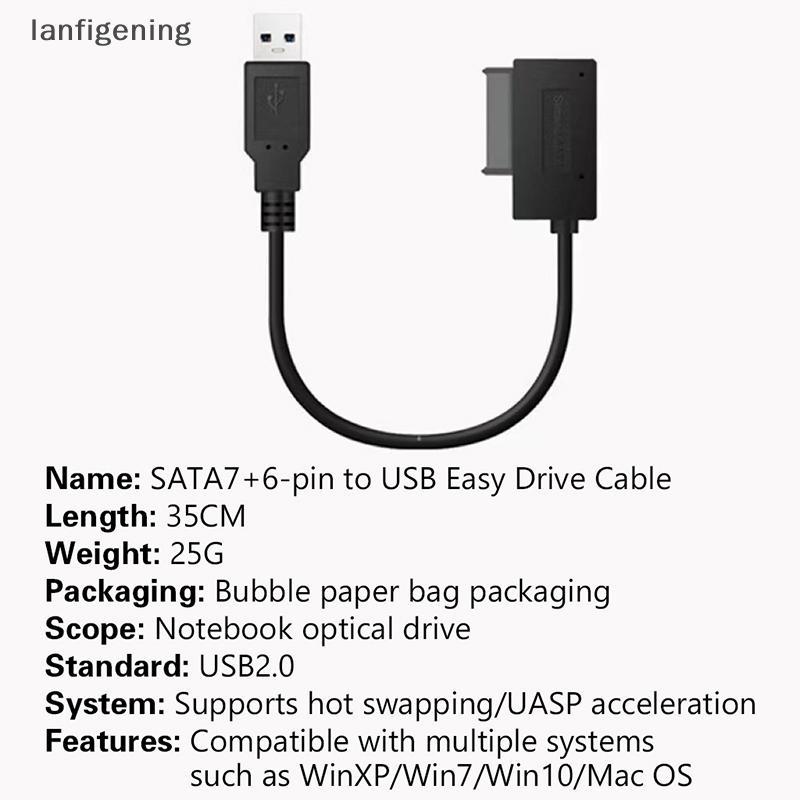 PzzPss USB 2.0 Para Mini Sata II 7 + 6 13Pin Adaptador Conversor Cabo Portátil CD/DVD ROM Slimline Drive HDD Caddy
