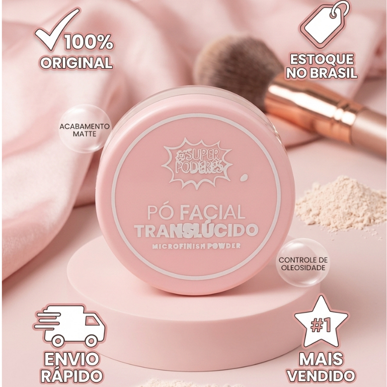 Pó Facial Translúcido Super Poderes Microfinish  Antibrilho Alta Fixação e Controla de Oleosidade