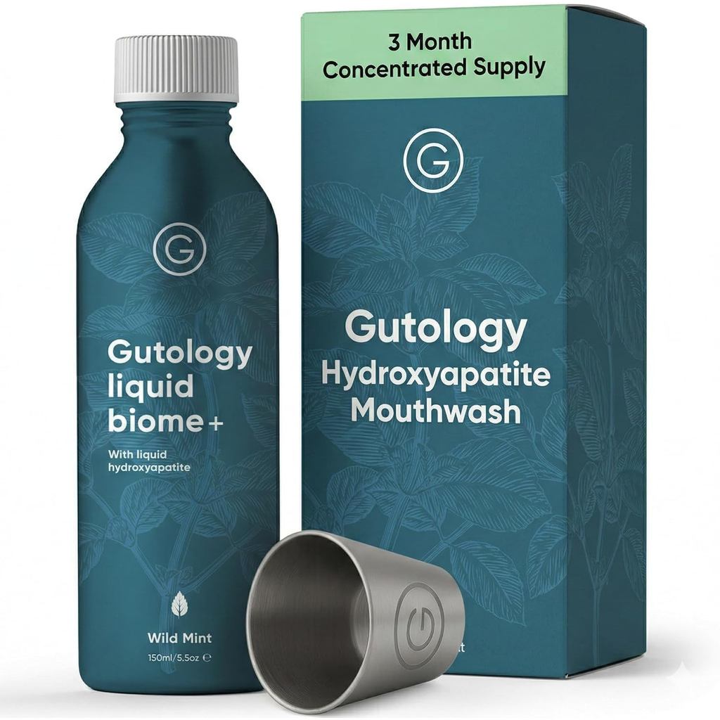 Gutology Microbiome-Friendly Mouthwash Hydroxyapatite & Prebiotics - 3 Month Supply - Liquid Biome+ Oral Rinse | Alcohol