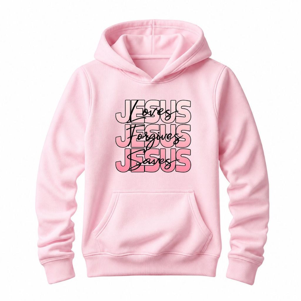 Moletom Canguru Feminino Jesus Saves Moda Streetwear Gospel Casual Inverno Algodão