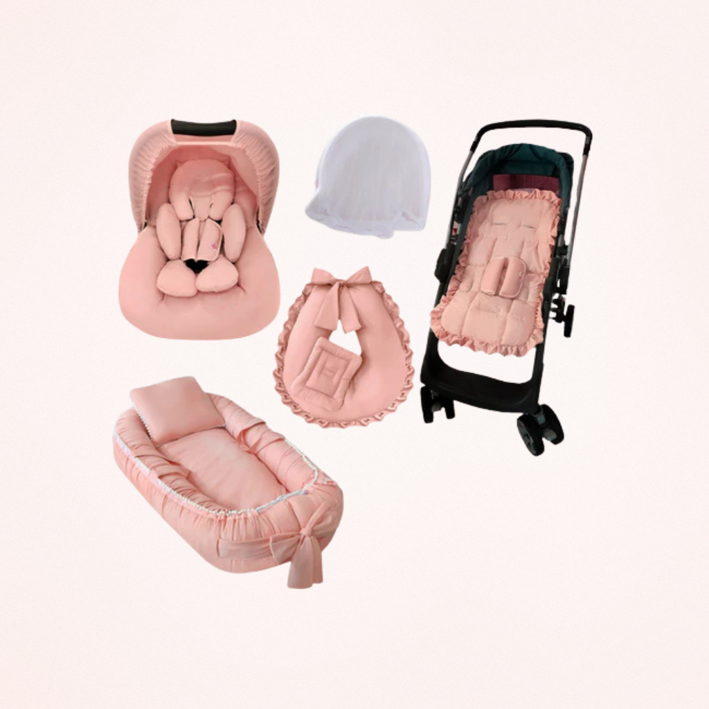 Ninho , Almofada Amamentação, Capa de Bebe Conforto, Capa Carrinho, Apoio, Mosquiteiro e Trocador