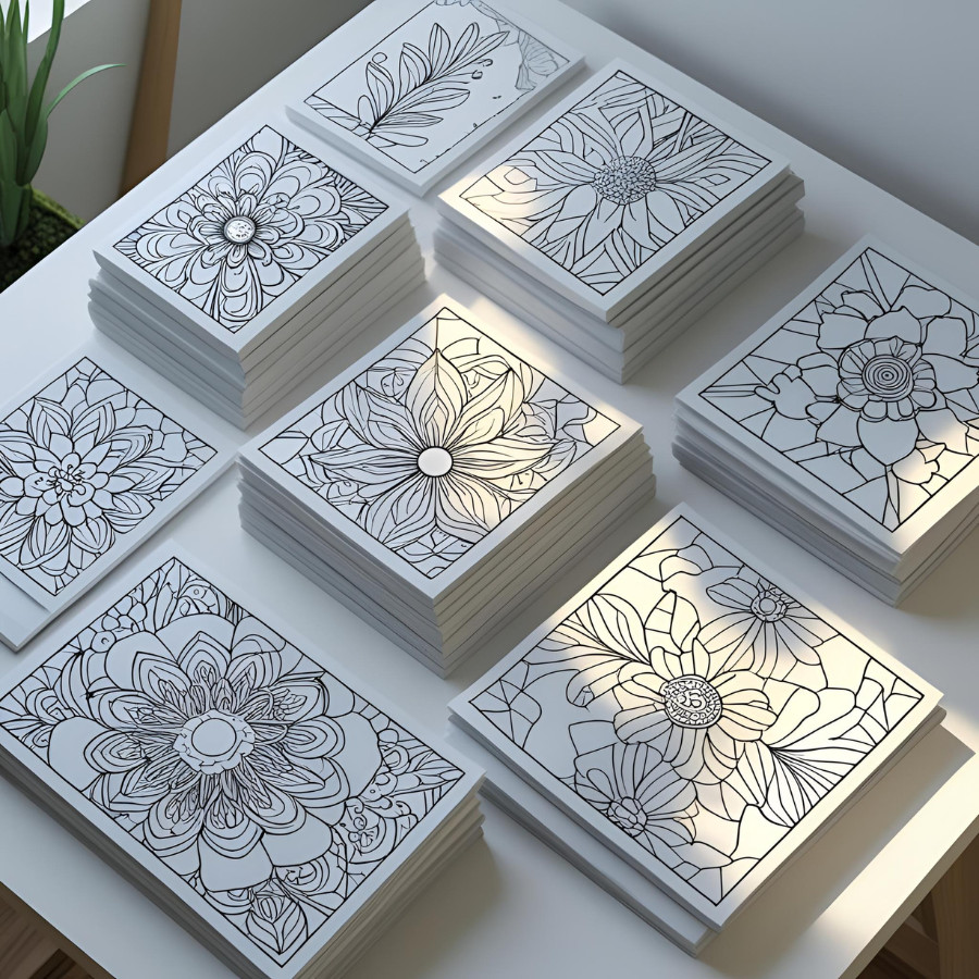 Folhas Desenho de Colorir premium Jesus flores natureza leão biblia Yeshua 180g canetinha aquarela