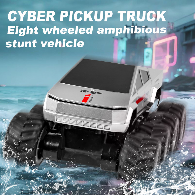 Carro anfíbio RC de 8 rodas à prova d'água, caminhão off-road de controle remoto 2.4G, brinquedo de picape cibernético
