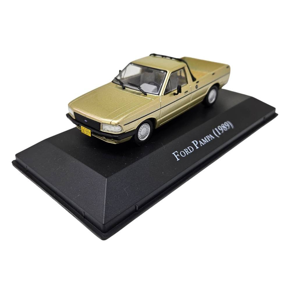 Miniatura Picape Ford Pampa (1989) - Carros Clássicos do Brasil - Dourado - 1:43 - Luppa