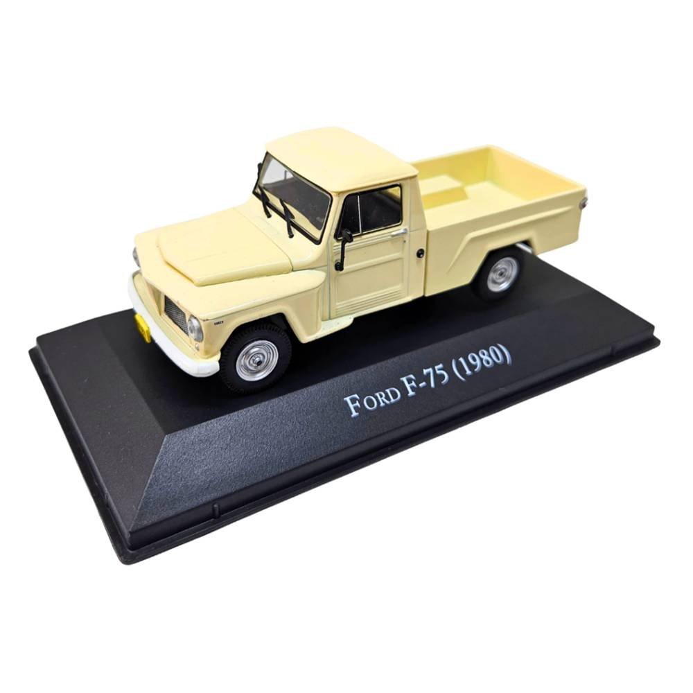 Miniatura Picape Ford F-75 (1980) - Carros Clássicos do Brasil - Bege - 1:43 - Luppa