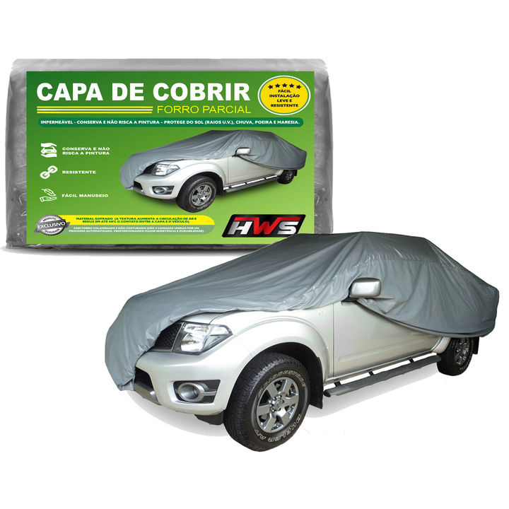 Capa Cobrir Carro Picape Suv Cinza HWS Forrada Impermeável Proteção Sol e Chuva XGG