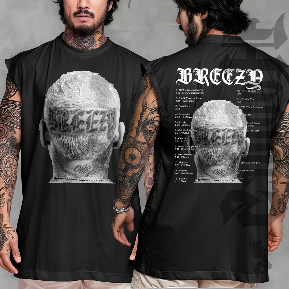 Camiseta regata machao oversized masculino chris brown brezzy release album graphic tee world tour Longline algodao
