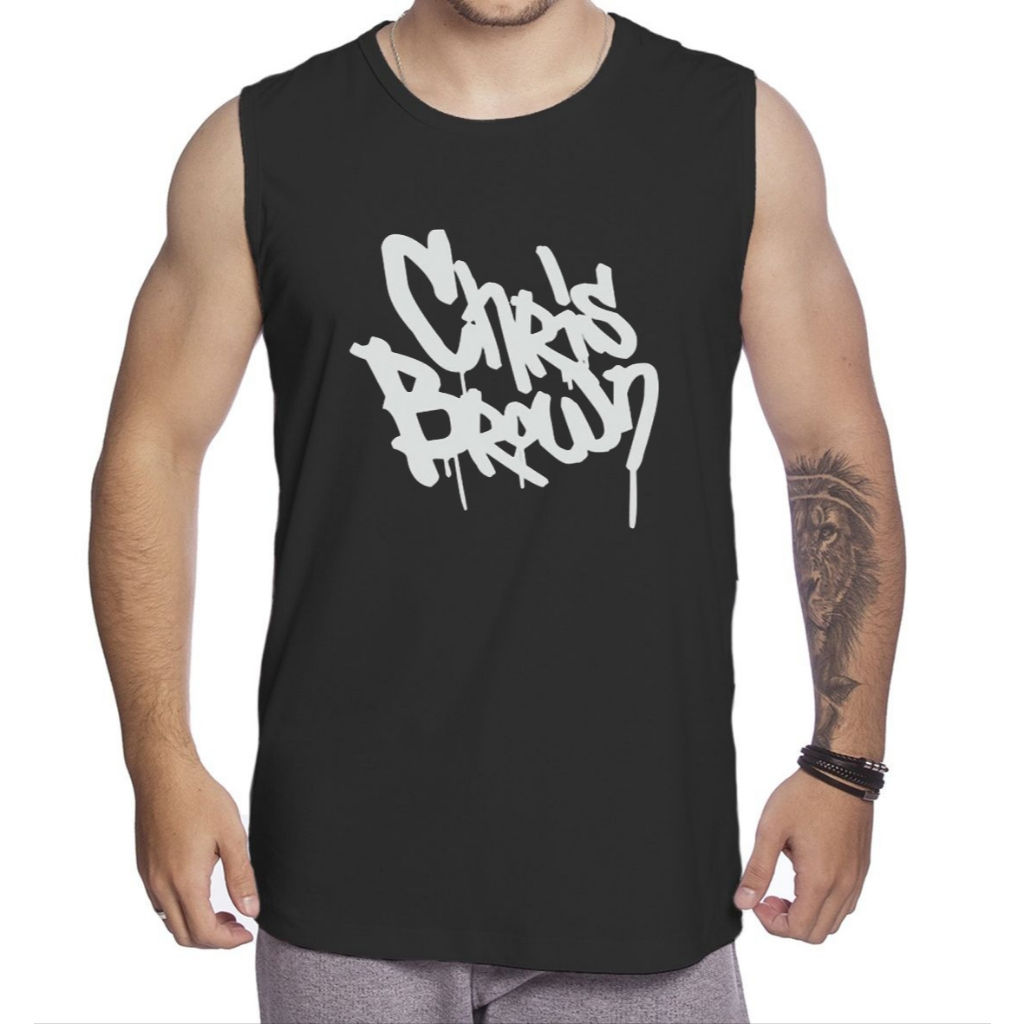 Camisa Cavada Chris Brown Rapper tour Brasil Blusa Regata Masculina