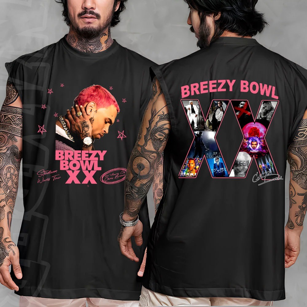 Camiseta regata machao oversized masculino Chris Brown Brezzy turne tour XX 2025 Longline algodao unissex