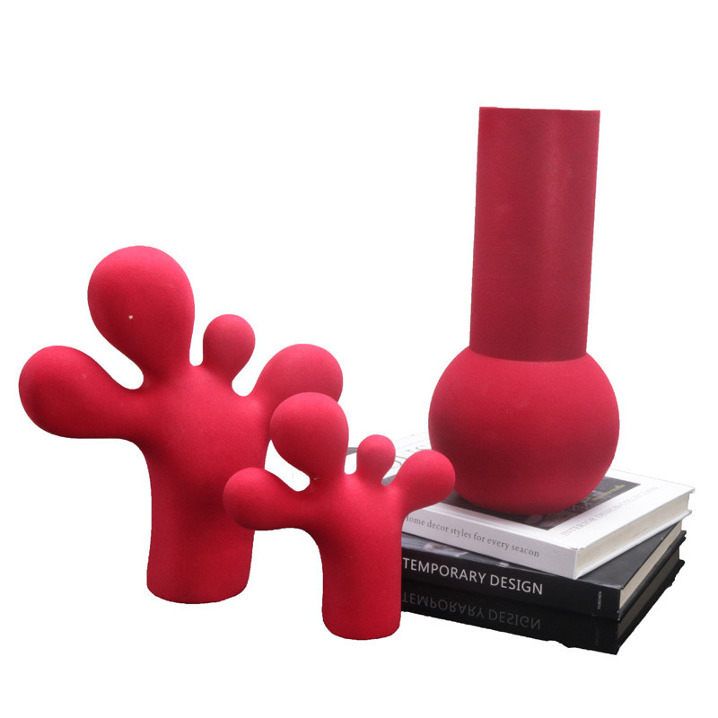 Modern minimalist creative cute cartoon animal resin flocking crafts home decor sample room decorations