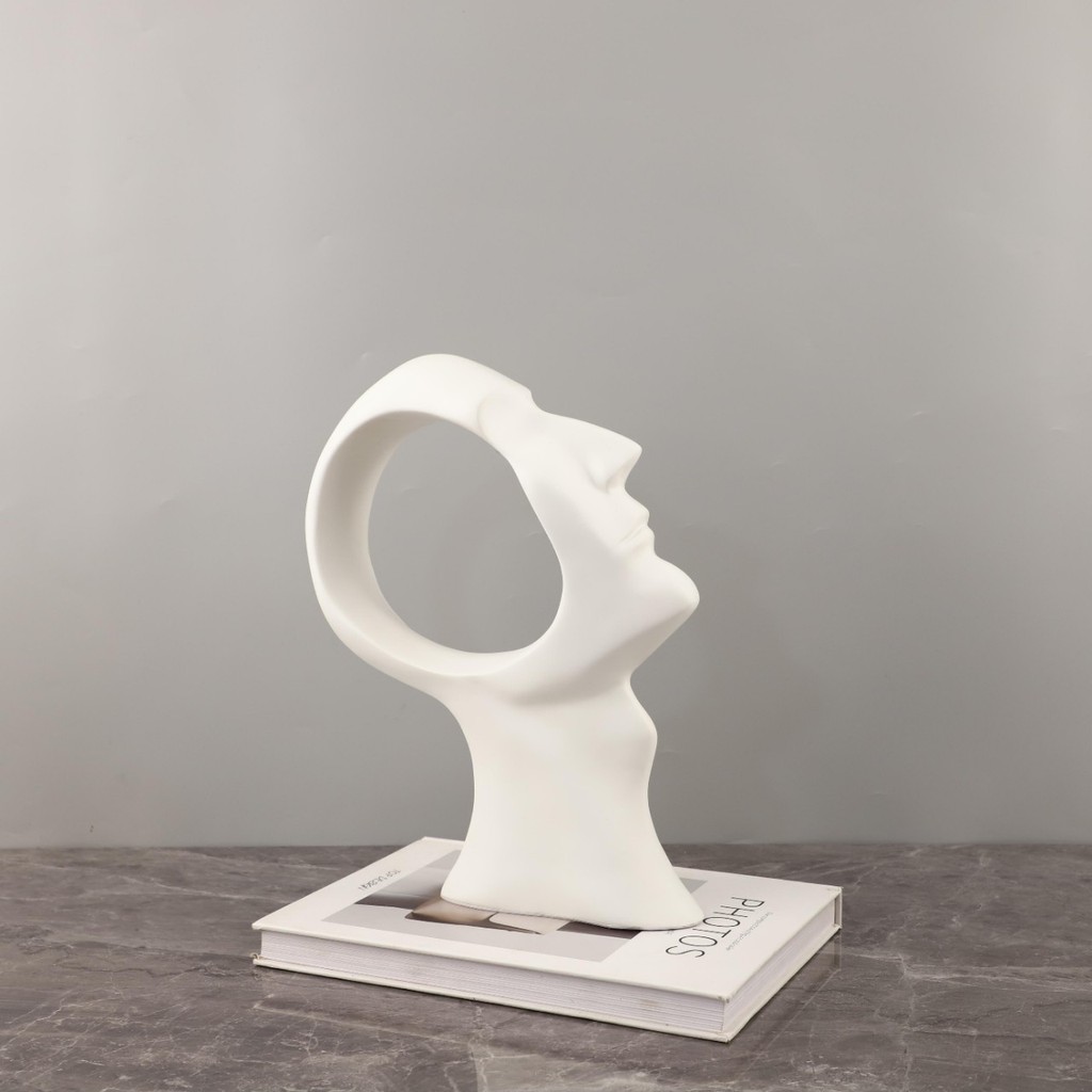 I1BY Nordic Creative Abstract Resin Hollow Portrait Sculpture Ornament for Living Room, Entryway, Study, Home Decor Acce