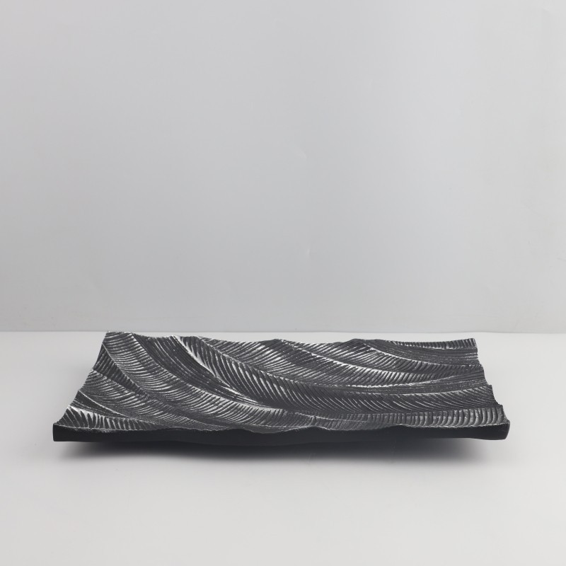 CX6Q European-style light luxury black creative resin textured streamlined fruit tray ornament for living room and dinin