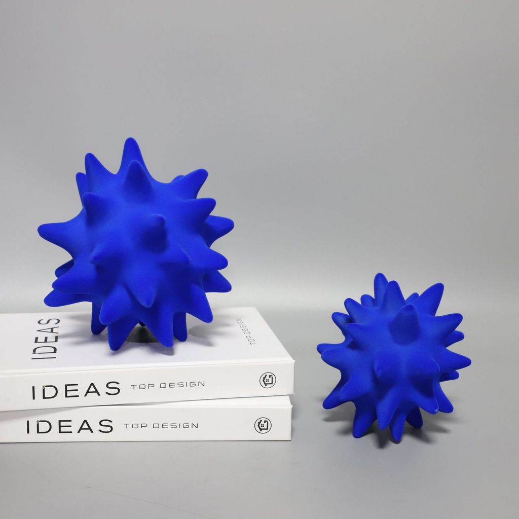 6K6B Nordic creative resin flocked sea urchin ball ornament for study, model home, sales office, simple decoration