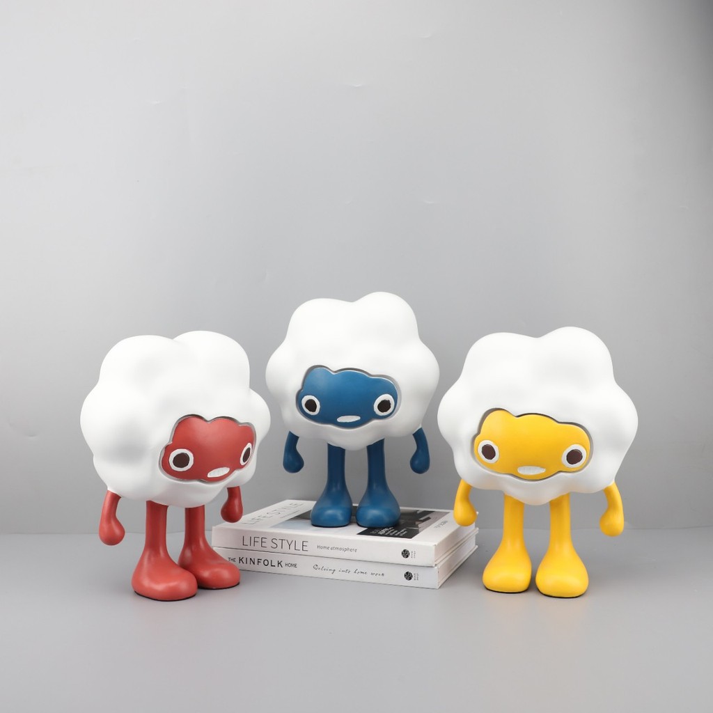 FW38 Nordic Creative Cute Cartoon Cloud Figurine Resin Ornament for Children's Room, Living Room, Entryway, Hotel, and H