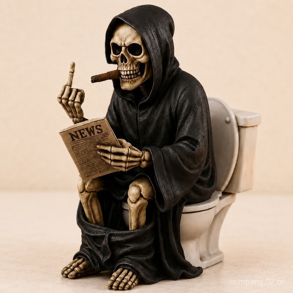New Middle Finger Death God Statue Resin craft ornaments Halloween toilet decoration Creative and funny