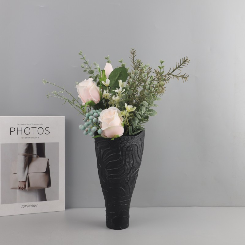 UK3W Nordic creative geometric texture resin vase with artificial flowers and dried flowers, home decor for living room,
