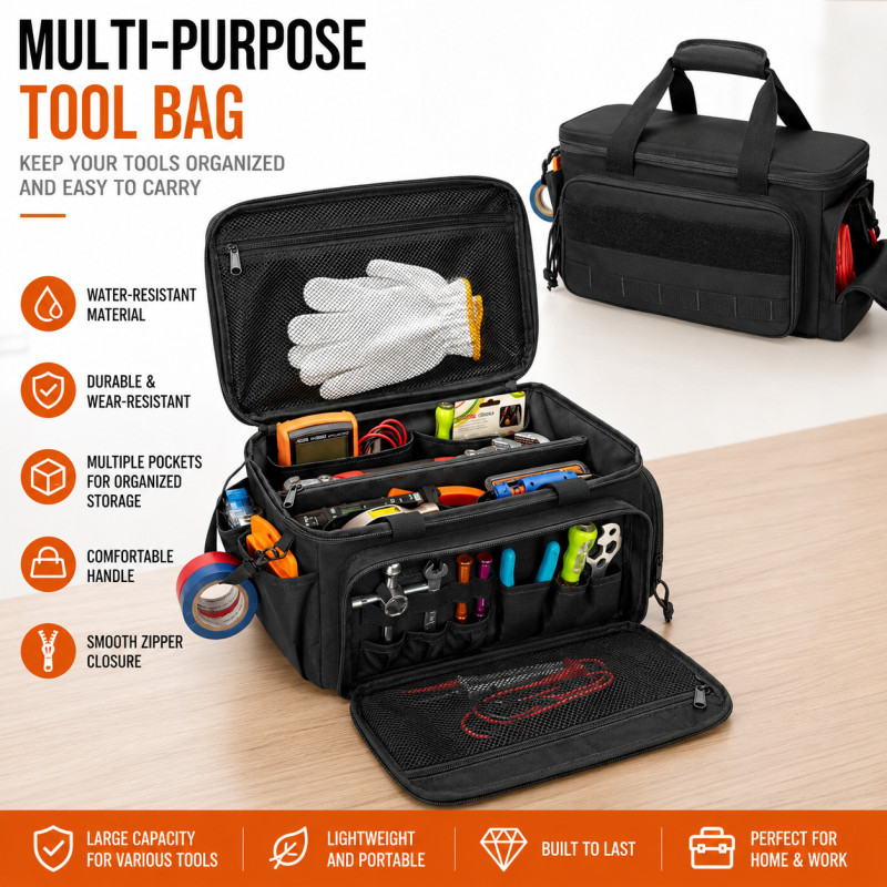 Heavy Duty Tool Organizer Bag for Men Multi-Function Canvas Tool Pouch with Handle Portable Work