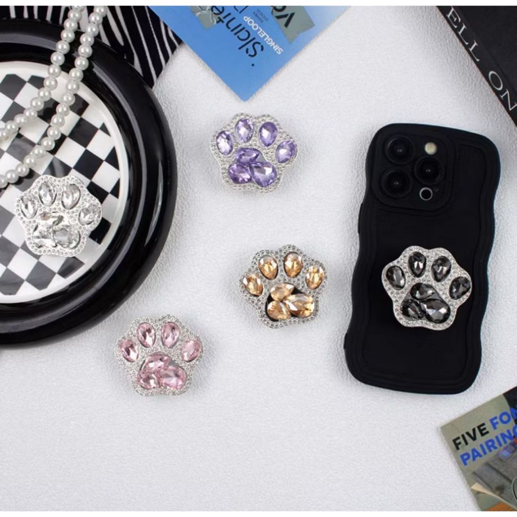 POP SOCKET de Luxo Patinha suporte para celular Diamond Pedrinhas adaptavél para qualquer celular