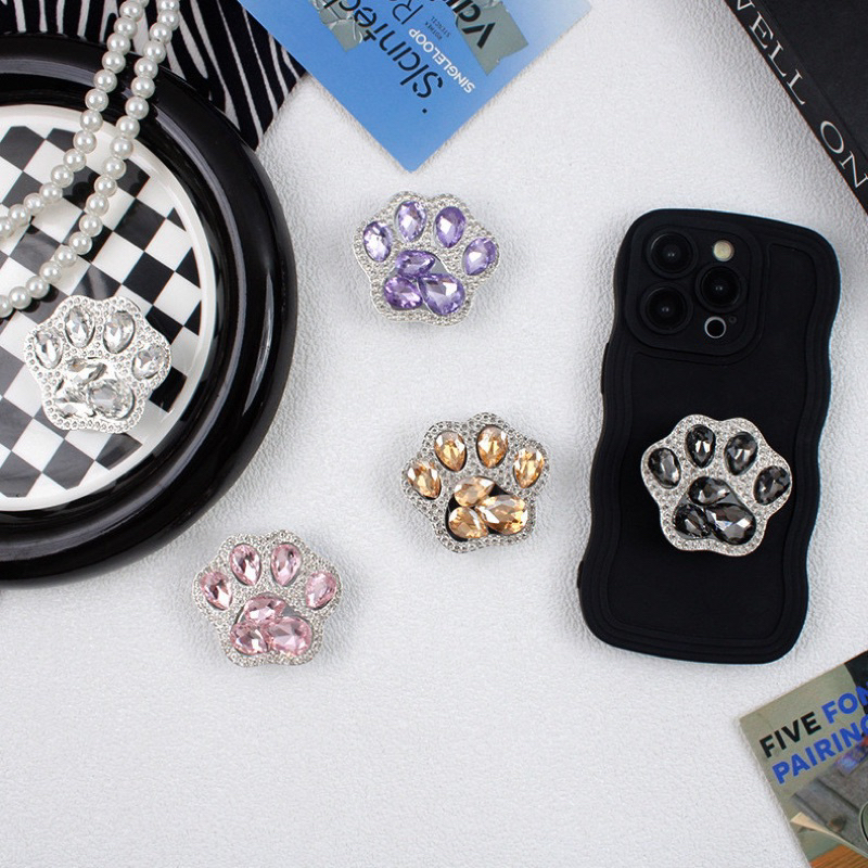 POP SOCKET de Luxo Patinha de gato com Gotas de Diamante Fake suporte de celular luxo