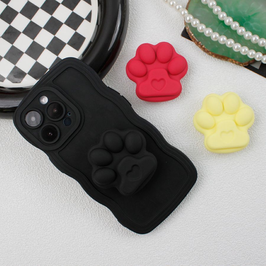 Grip Patinha de Gato 3D p/ Selfies e Vídeos Suporte de Mesa Silicone