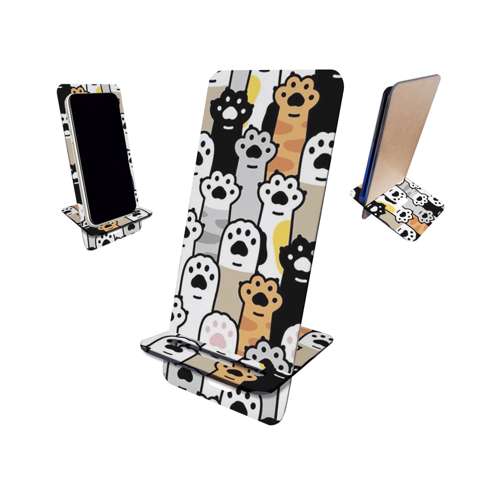 Suporte de Mesa para Celular Mdf Sublimado Patinhas de Gato