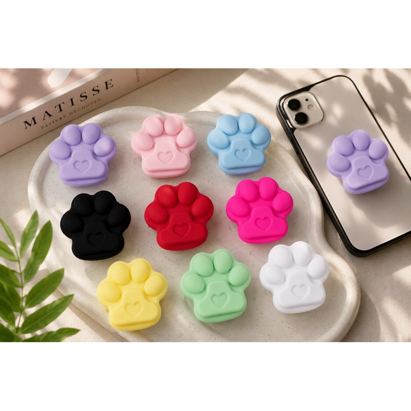 Pop Socket Patinha de Silicone Pata de Gato Cachorro Universal Suporte apoio de Dedo