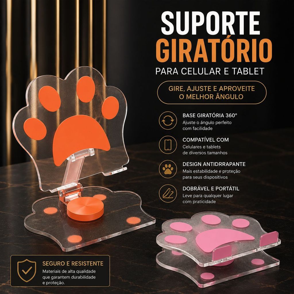 Suporte Para Celular De Mesa Dobrável Ajustável MXMUSTYZA Patinha De Gato Premium