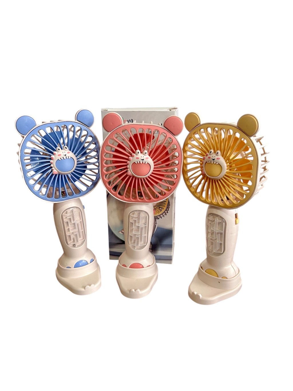 Ventilador de Mão Divertido Orelhas e Patinhas com Suporte de Celular e Jogo de Labirinto