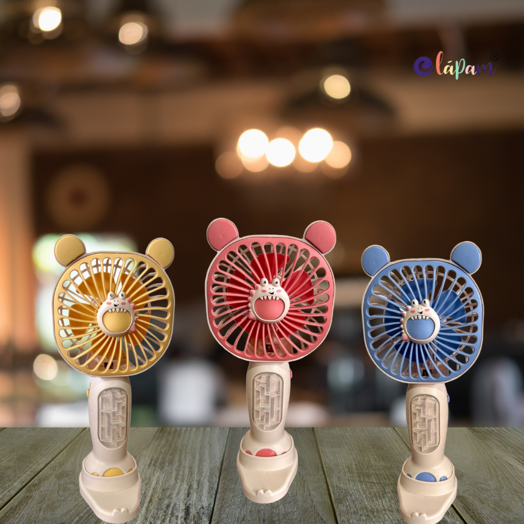 Ventilador de Mão Divertido Orelhas e Patinhas com Suporte de Celular e Jogo de Labirinto