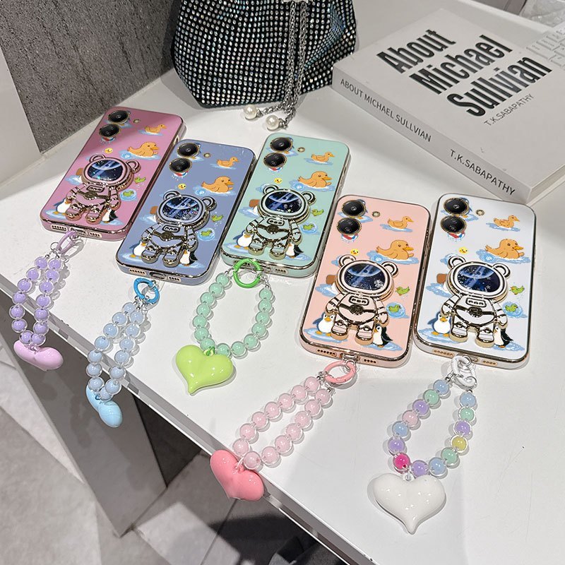 3 Peças (Capa De Telefone Patinhos Verdes + Cordão + Suporte) Adequada Para Poco C65 Com Sensação Leve E Confortável/C75